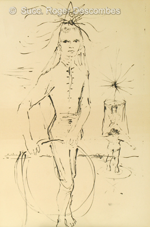 Roger Descombes,  Saltimbanque au cerceau, 1955 - Dessin vers 1955