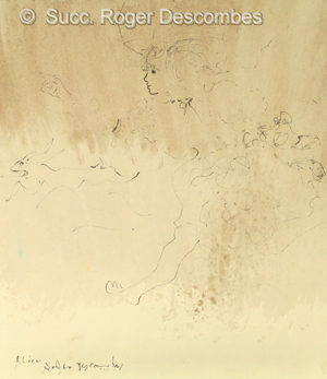 Dessin en encre de Chine ' Alice', vers 1976