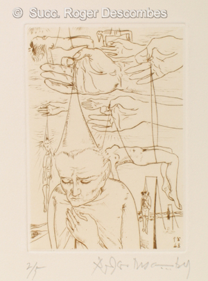 Roger Descombes, Les Suspendus, 1968 - gravure, pointe sèche