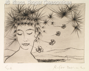 Portrait de June, femme de l'artiste, gravure pointe sèche, c.1956-58